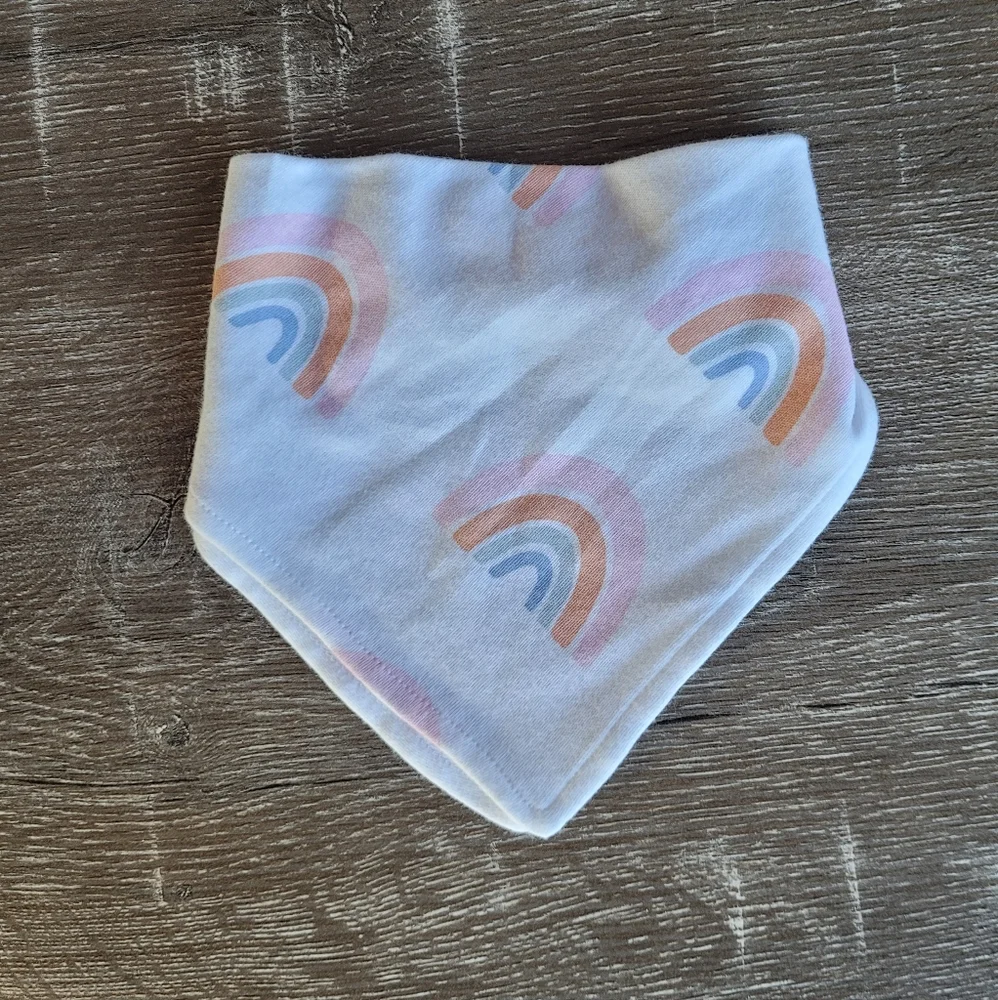 Nordstrom 2 Piece Bandana Cotton Bib Rainbow & Solid